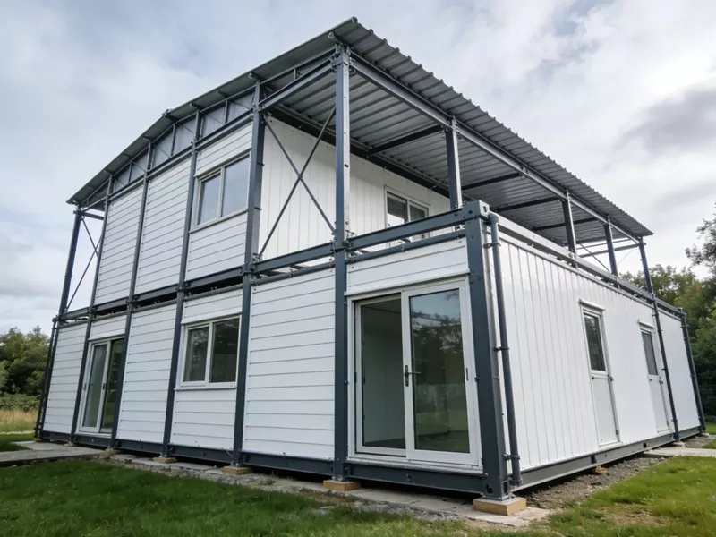 Casa prefabricada de estrutura de aceiro verde