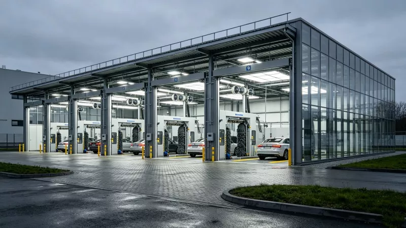 Steel frame car wash center construction