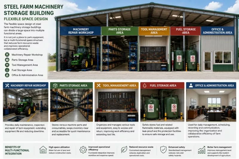 Steel Structure Agricultural Machinery Warehouse