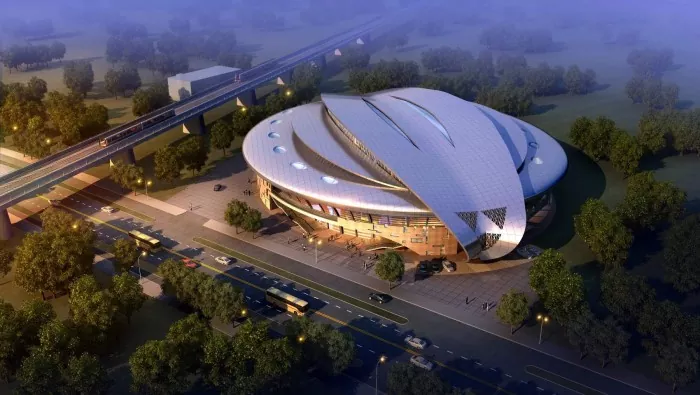 Estadio de aceiro con forma especial lixeira