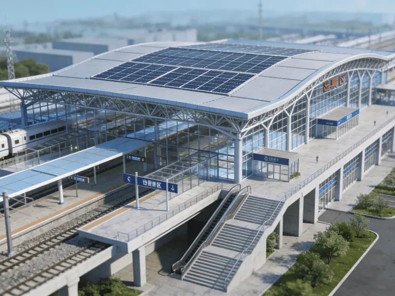 Estación de tren de estrutura de aceiro multifuncional