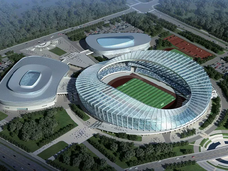 Estrutura de aceiro prefabricada para complexo polideportivo