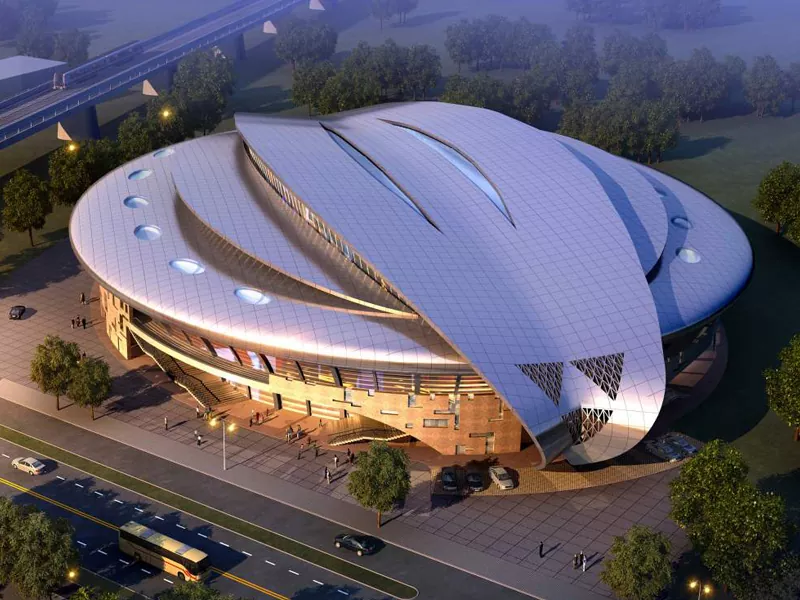 Construcción de estadio prefabricado con estrutura de aceiro