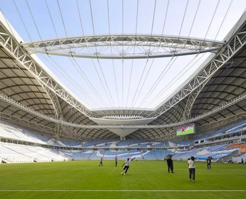 Construción de estrutura de aceiro do estadio