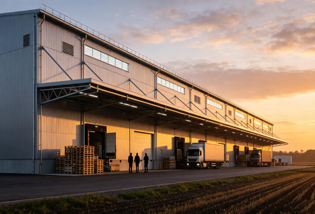 Construcción de centro loxístico de produtos agrícolas de estrutura de aceiro