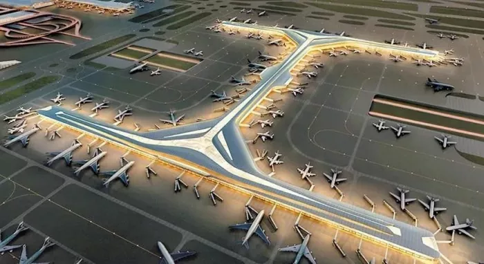 Exposición de satélites do aeroporto de estrutura de aceiro