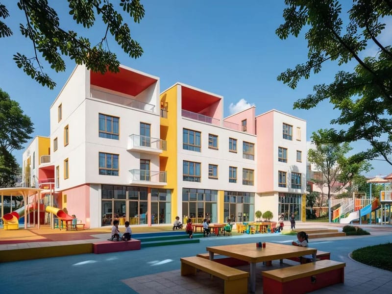 Edificio de xardín de infancia de estrutura metálica