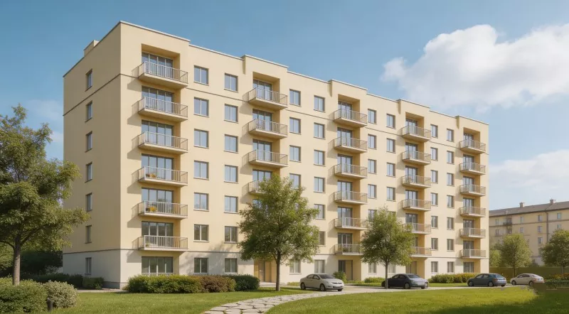 Edificio de vivendas do profesorado de estrutura metálica
