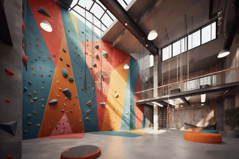 Gimnasio de escalada interior estructurado en aceiro